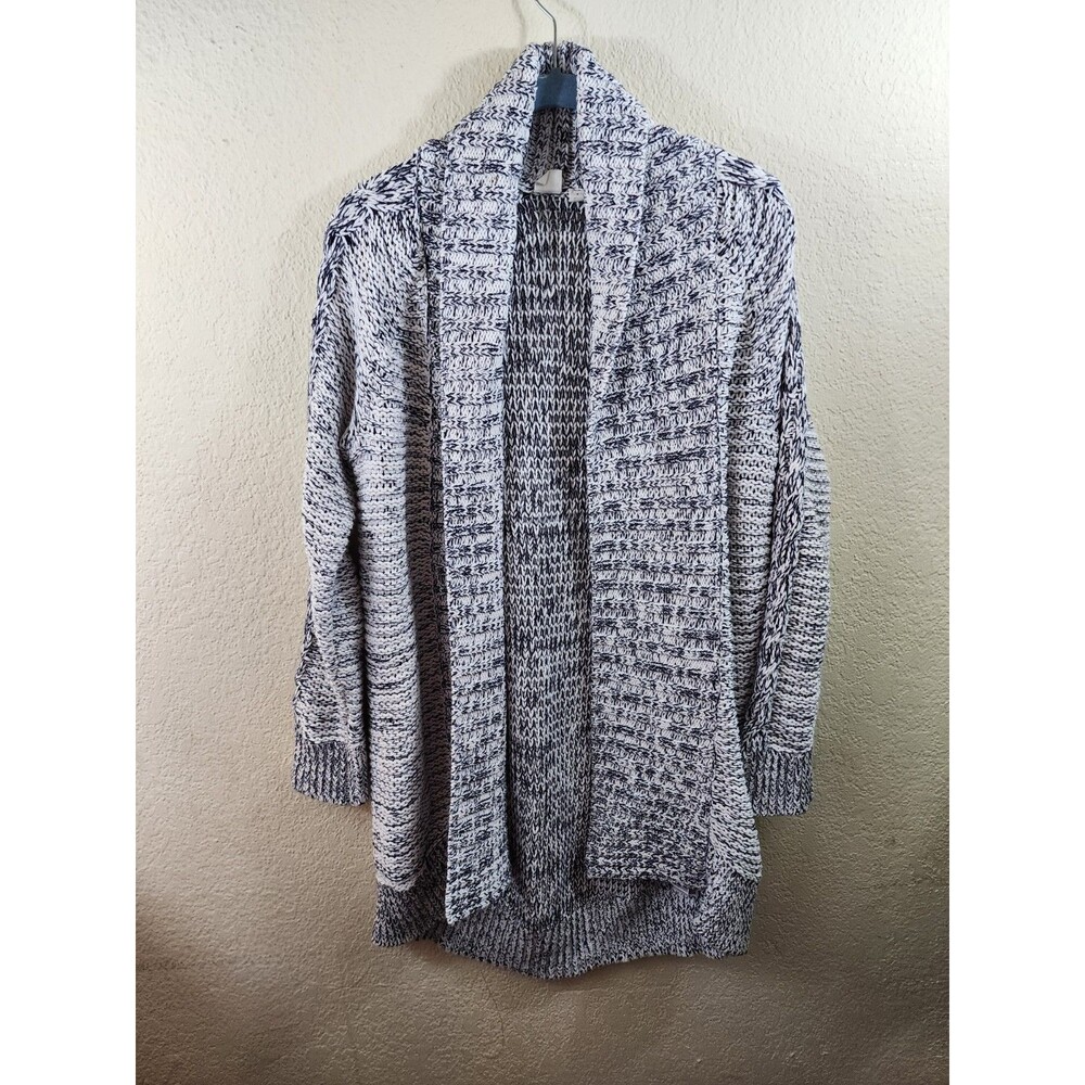 Gap Womens S Blue White Cable Knit Open Front Long Cardigan